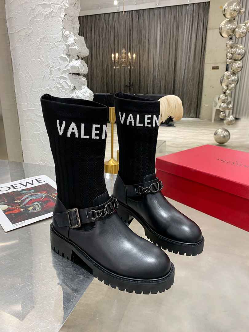 Valentino women's Leather boots Fashionable Leisure Boots Shoes 08112