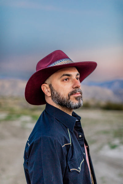 Maroon Western Style Hat for Men