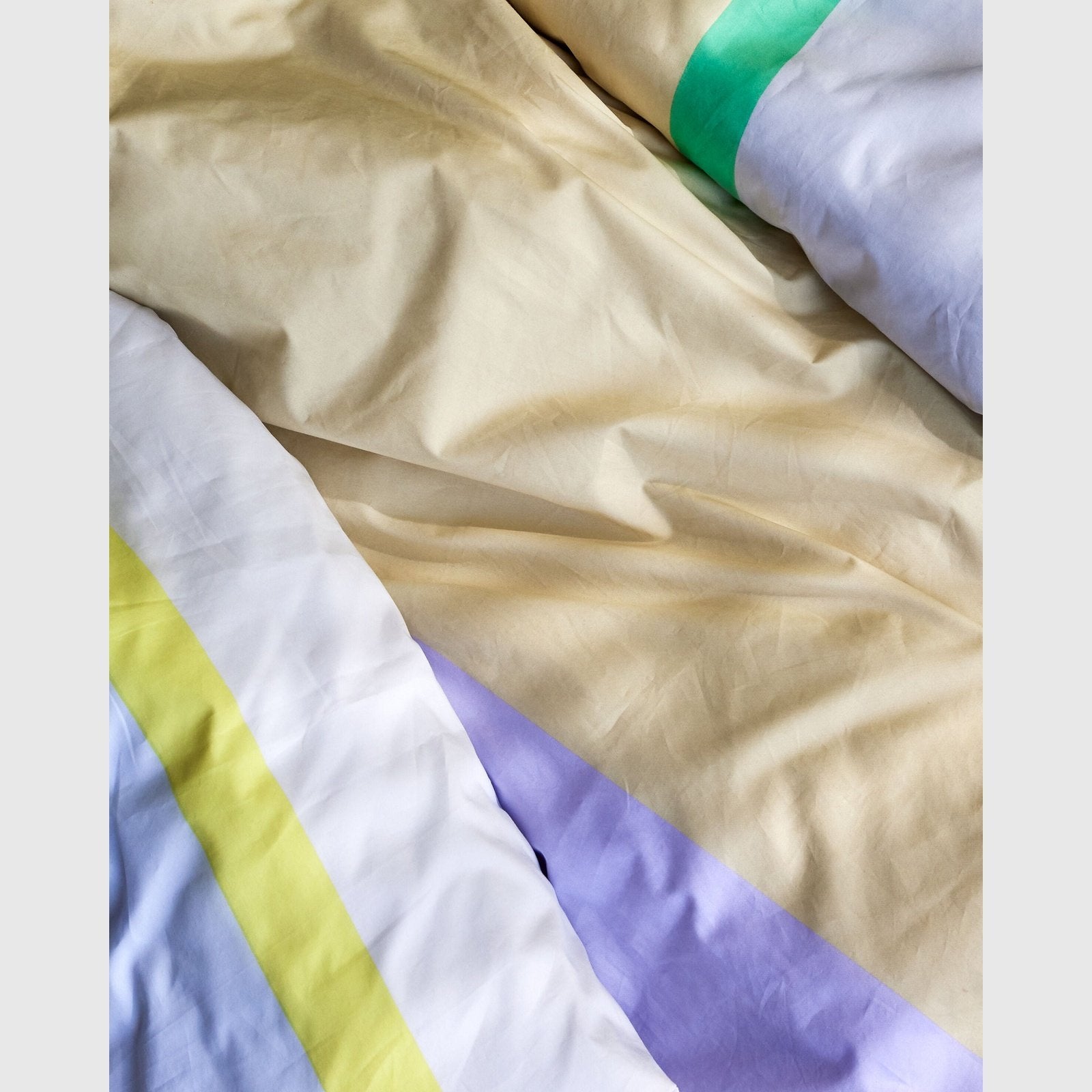 Billede af Hübsch Block Bed Linen 60/200 - lyseblå/flerfarvet