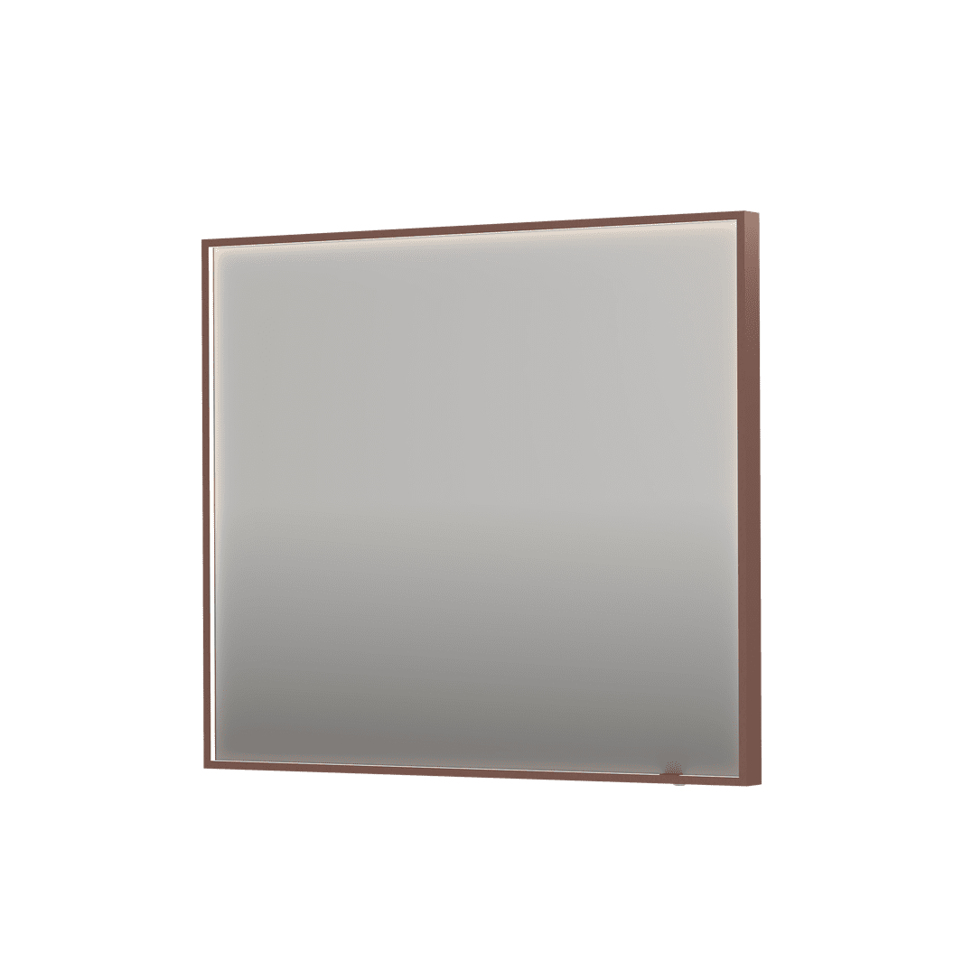 Billede af SP19 rektangulært spejl i ramme med direkte LED-belysning i børstet kobber - 90x4x80