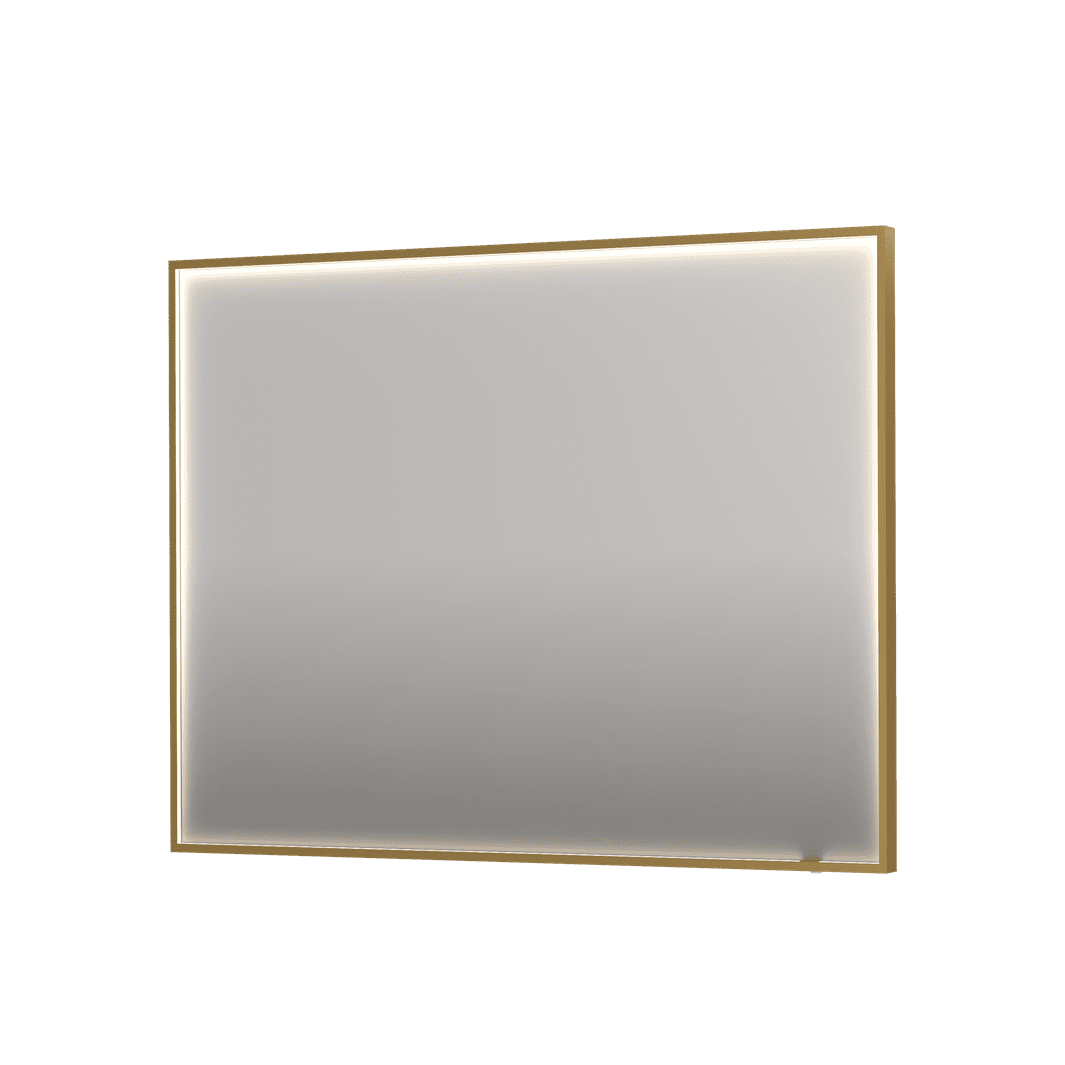 Billede af SP19 rektangulært spejl i ramme med direkte LED-belysning i børstet mat guld - 120x4x80
