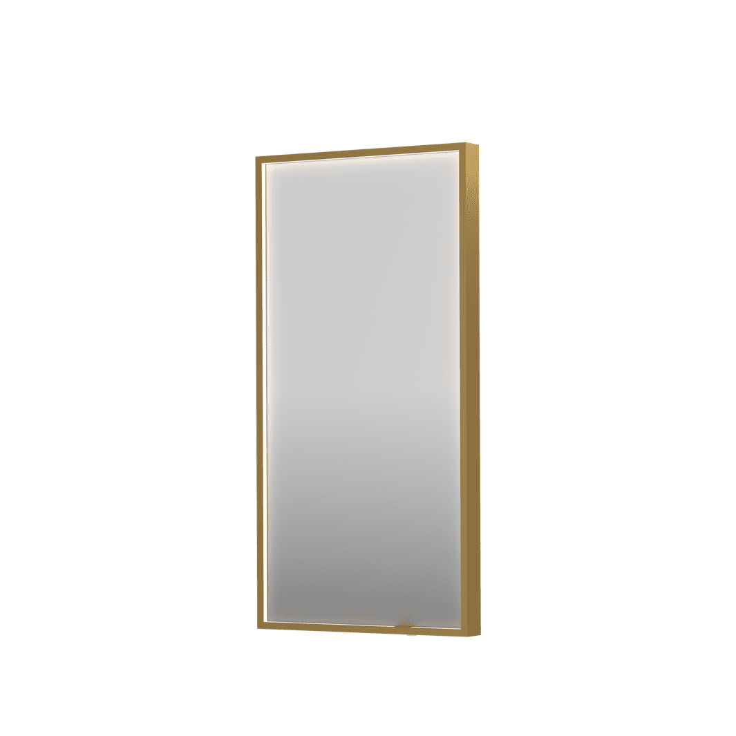 Billede af SP19 rektangulært spejl i ramme med direkte LED-belysning i børstet mat guld - 40x4x80