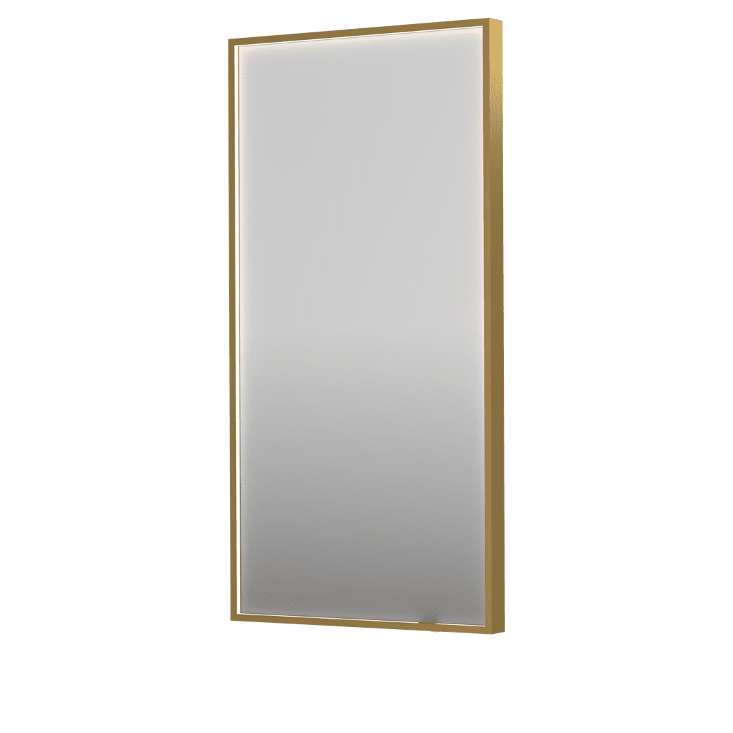 Billede af SP19 rektangulært spejl i ramme med direkte LED-belysning i børstet mat guld - 50x4x100