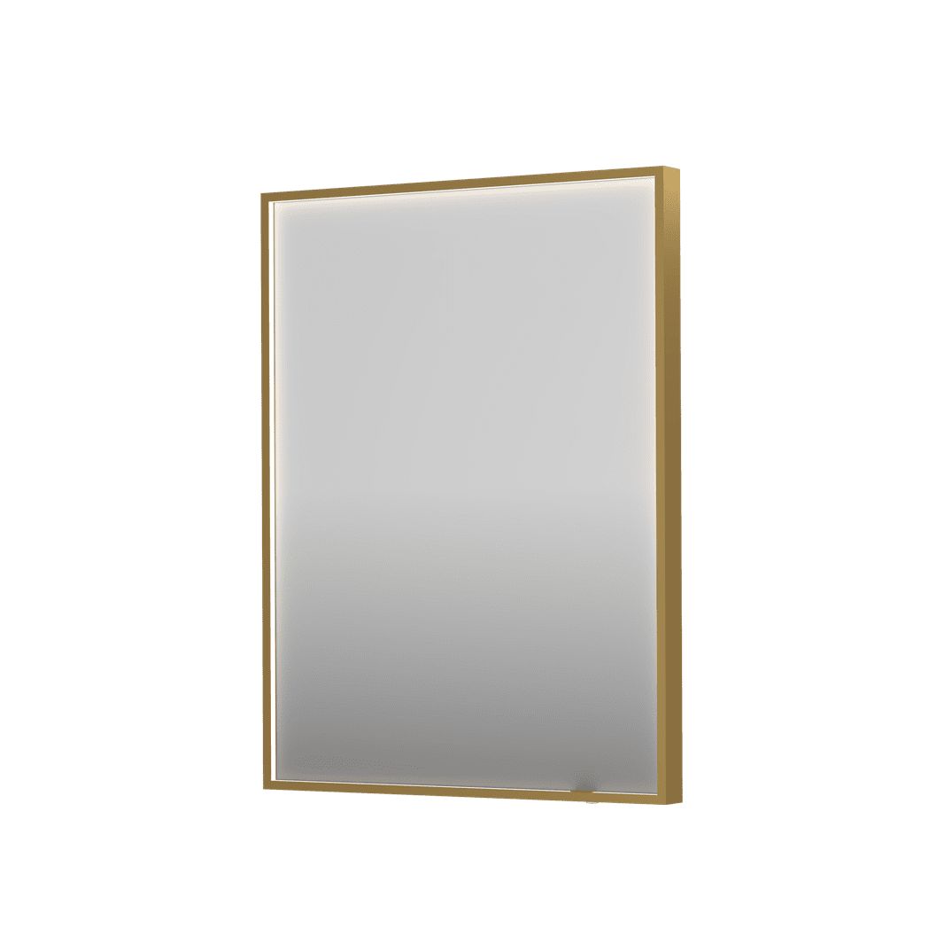 Billede af SP19 rektangulært spejl i ramme med direkte LED-belysning i børstet mat guld - 60x4x80
