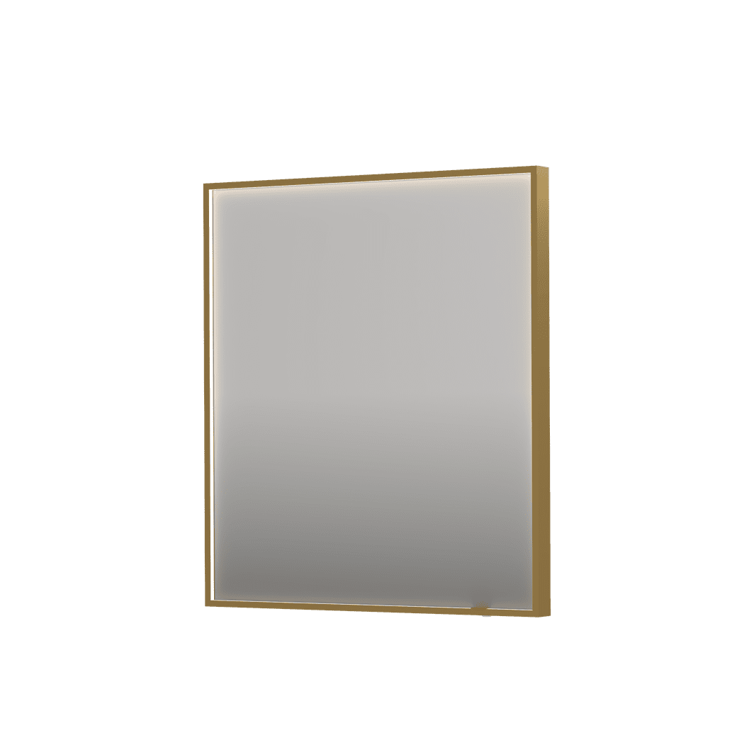Billede af SP19 rektangulært spejl i ramme med direkte LED-belysning i børstet mat guld - 70x4x80