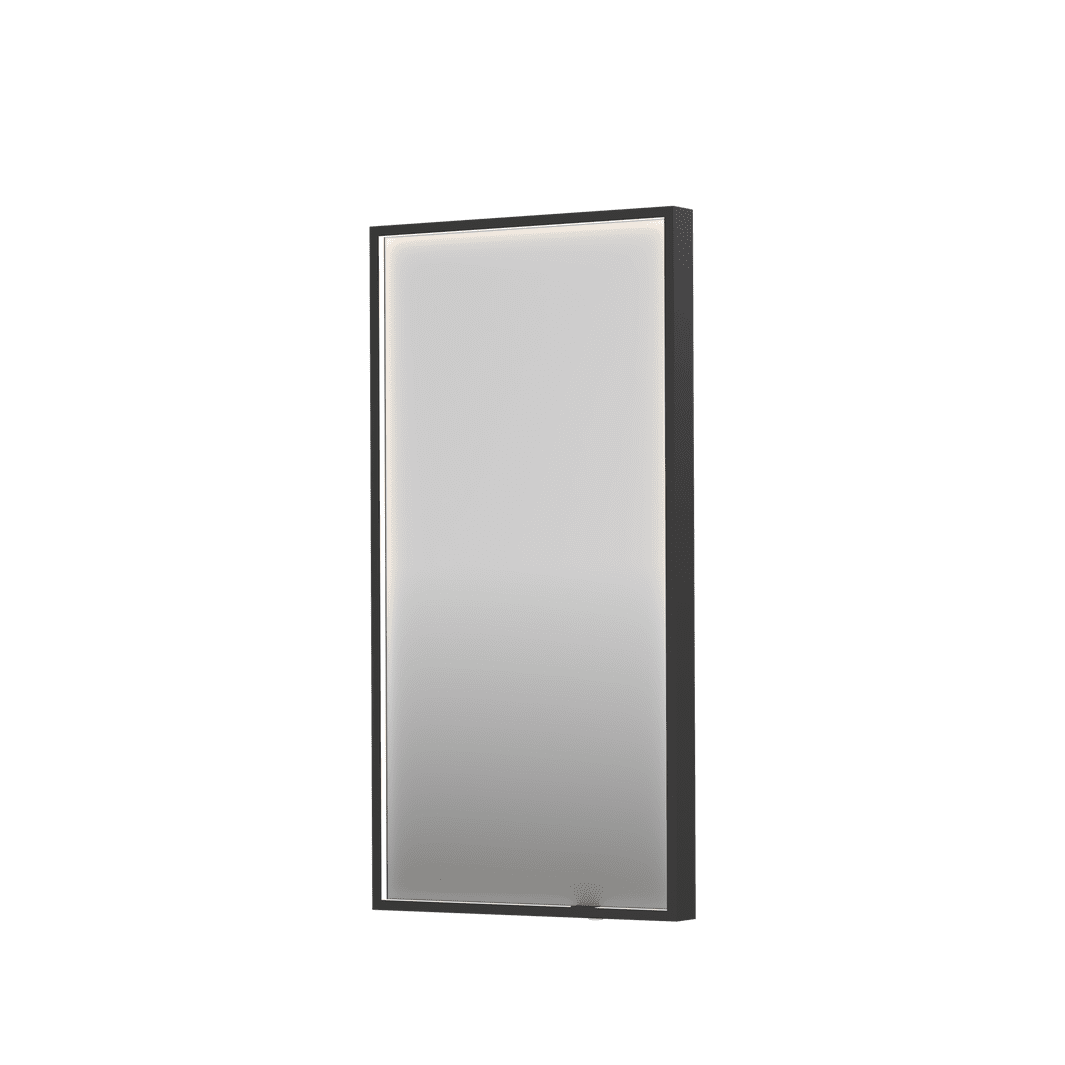 Billede af SP19 rektangulært spejl i ramme med direkte LED-belysning i børstet metal sort - 40x4x80