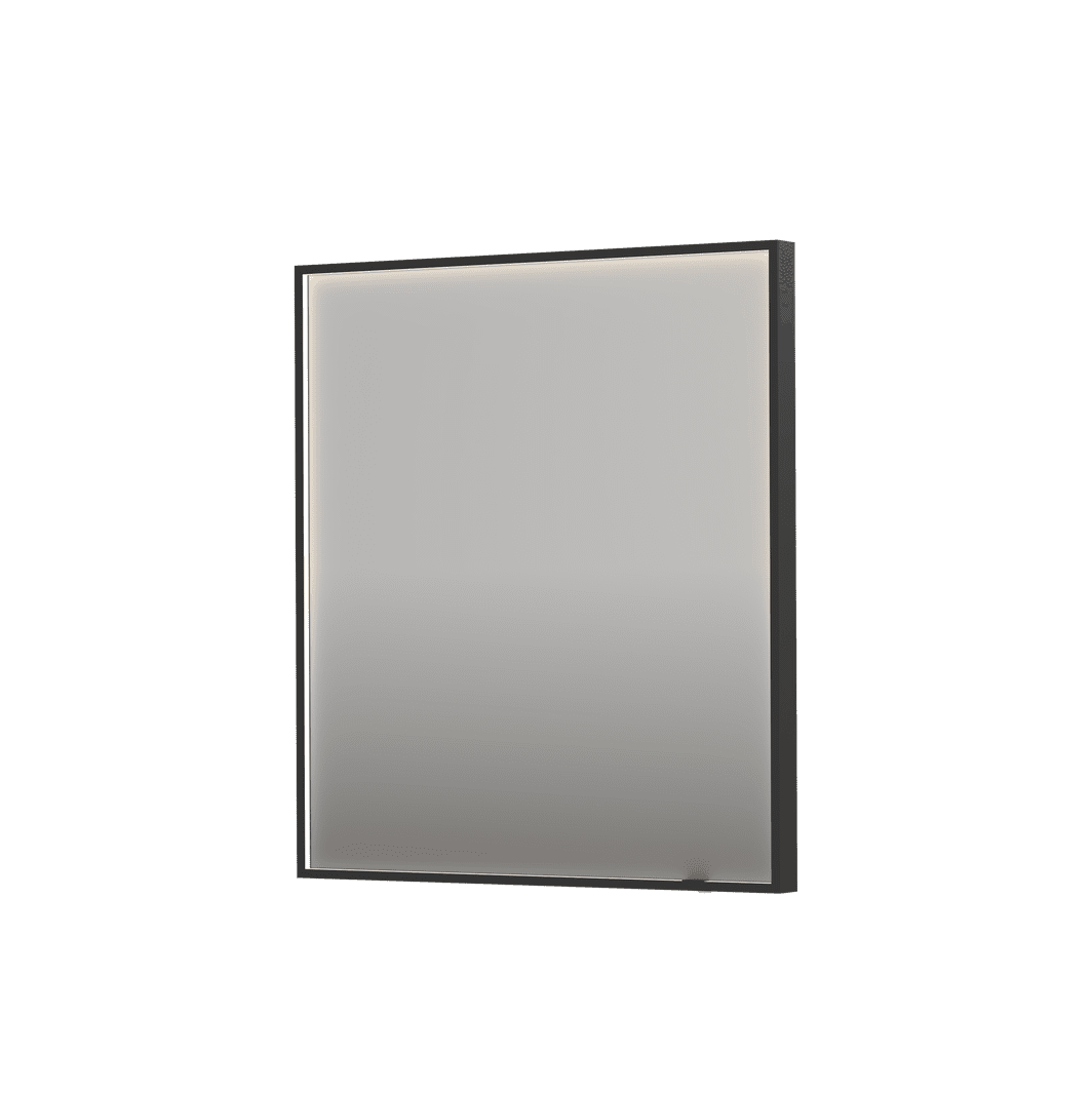Billede af SP19 rektangulært spejl i ramme med direkte LED-belysning i børstet metal sort - 70x4x80