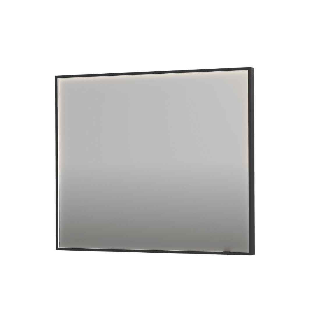 Billede af SP19 rektangulært spejl i ramme med direkte LED-belysning i matsort - 120x4x80