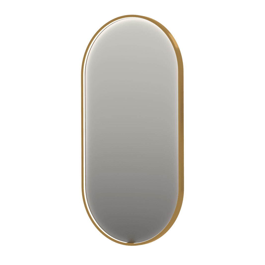 Billede af SP28 ovalt spejl med direkte LED i børstet mat guld - 60x4x120