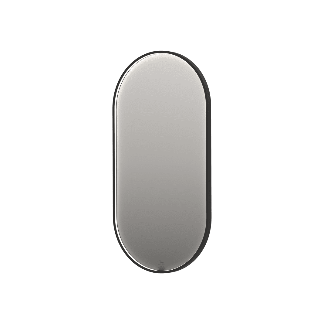 Billede af SP28 ovalt spejl med direkte LED i børstet metal sort - 40x4x80