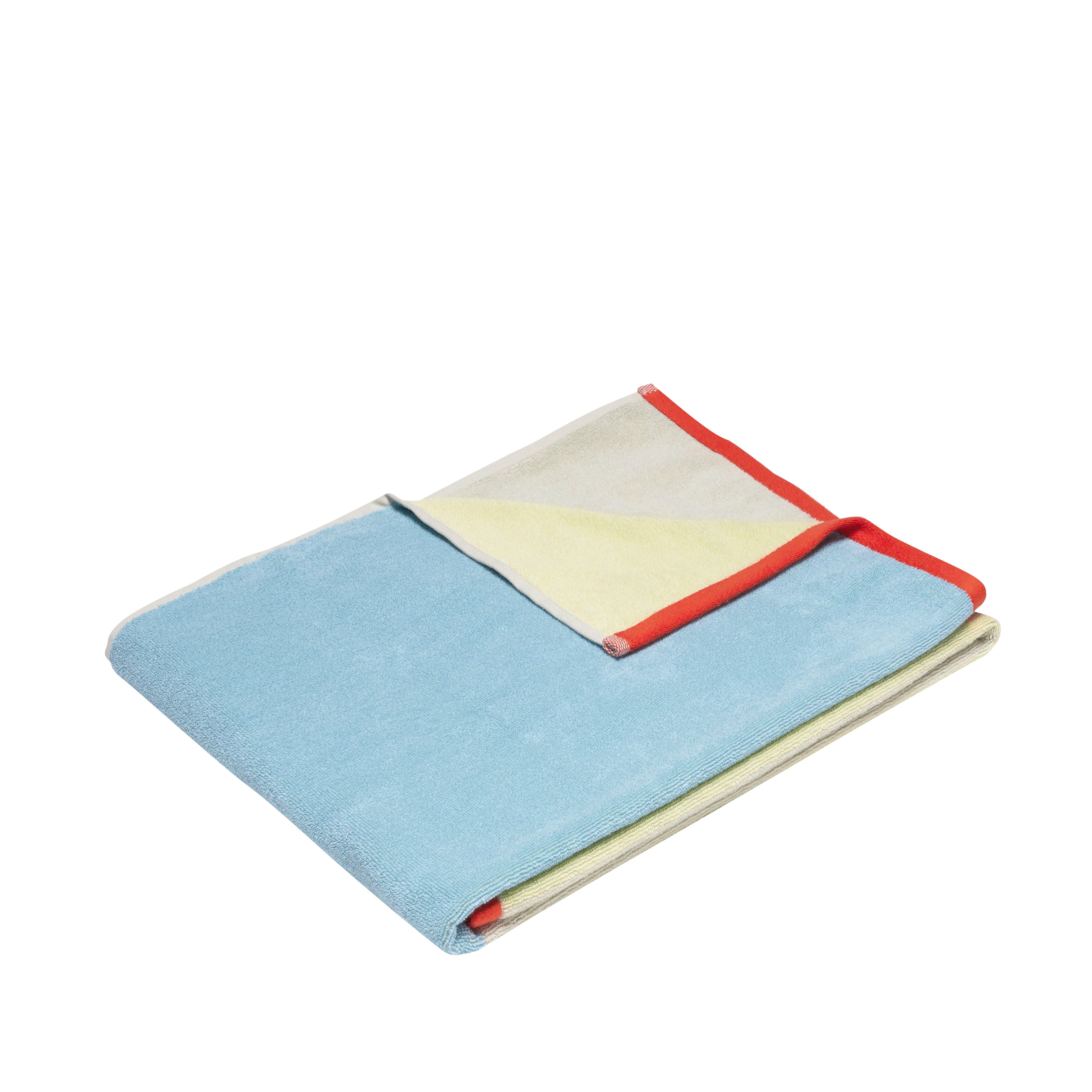 Billede af Hübsch Block Håndklæde large - lyseblå/flerfarvet