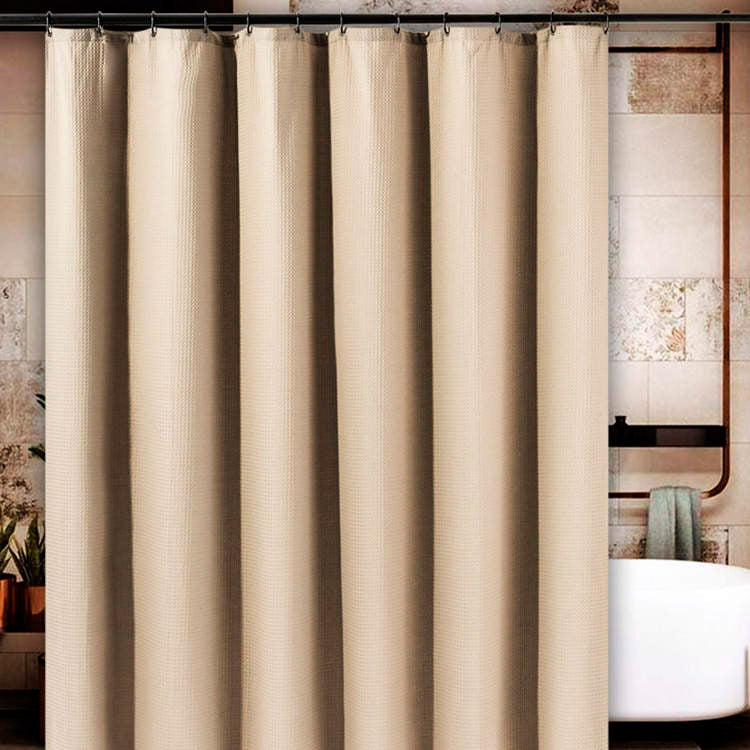 Se MOUD Home WAFFLE Badeforhæng 180×220 cm - khaki hos Bad&Design