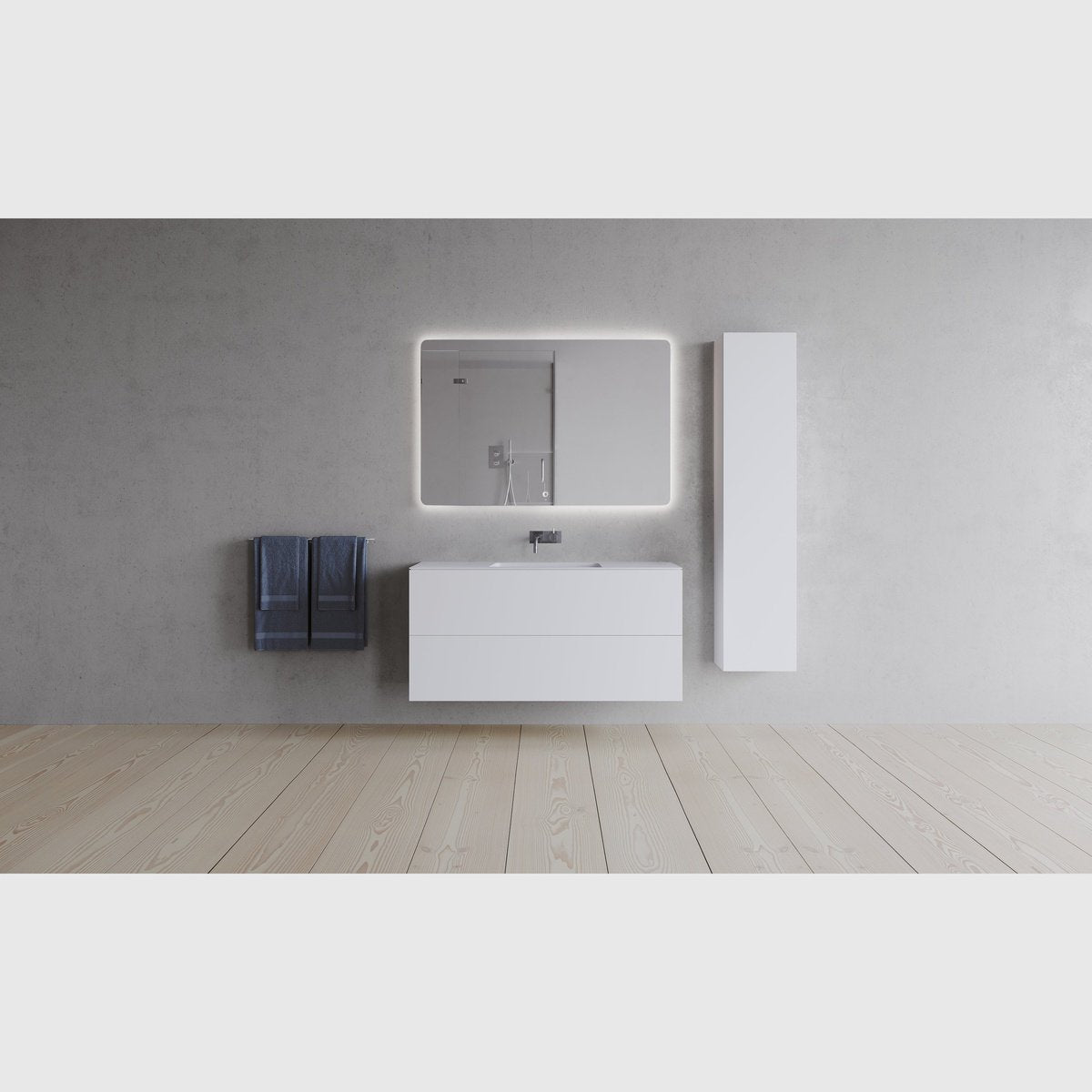 Se Copenhagen Bath SQ2 100 dobbelt kabinet med center vask - mat hvid hos Bad&Design