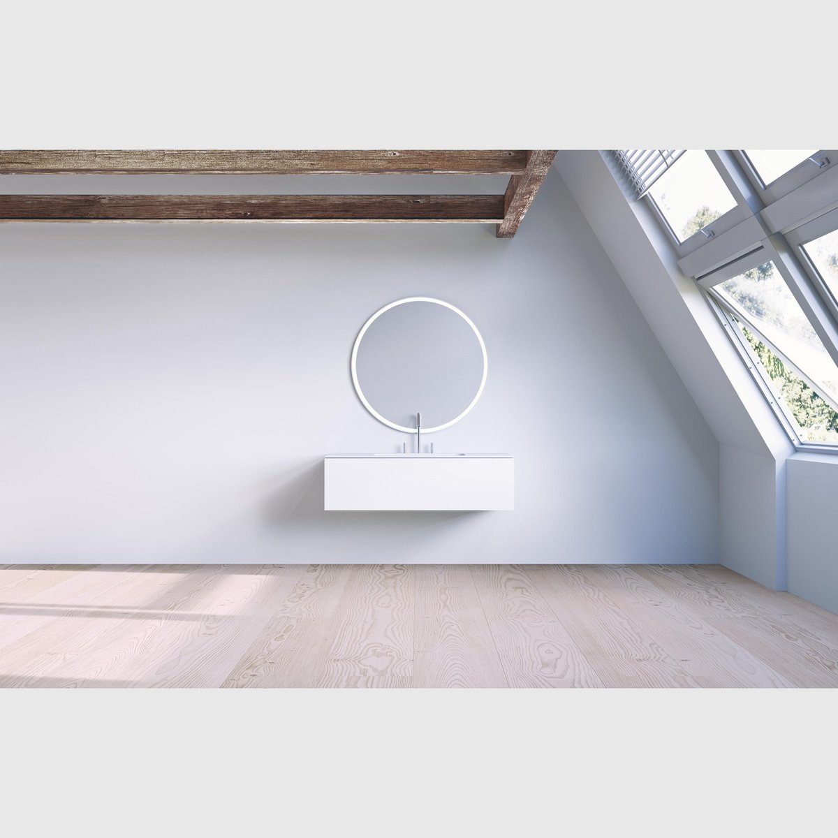 Se Copenhagen Bath SQ2 100 kabinet med center vask - mat hvid hos Bad&Design