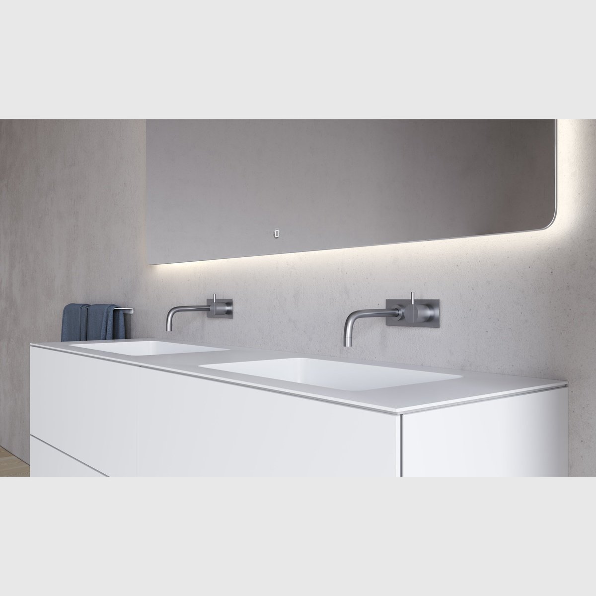Se Copenhagen Bath SQ2 160 kabinet med dobbelt vask - mat hvid hos Bad&Design