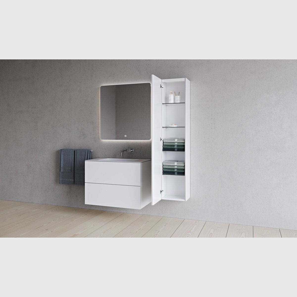 Se Copenhagen Bath SQ2 80 dobbelt kabinet med center vask - mat hvid hos Bad&Design