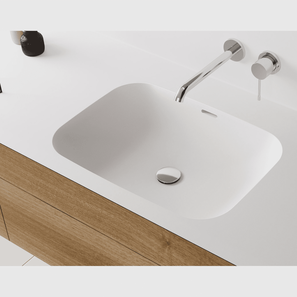 Se Corian bordplade med vask - Curva FCU52-30 - dybde 48cm hos Bad&Design