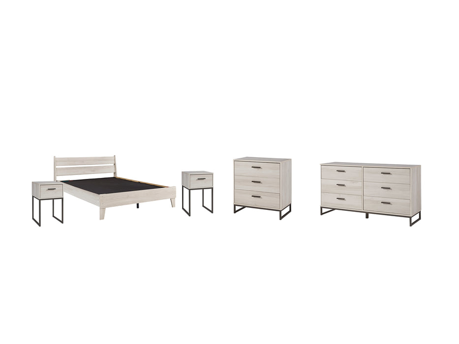 Socalle Full Platform Bed with Dresser, Chest and 2 Nightstands