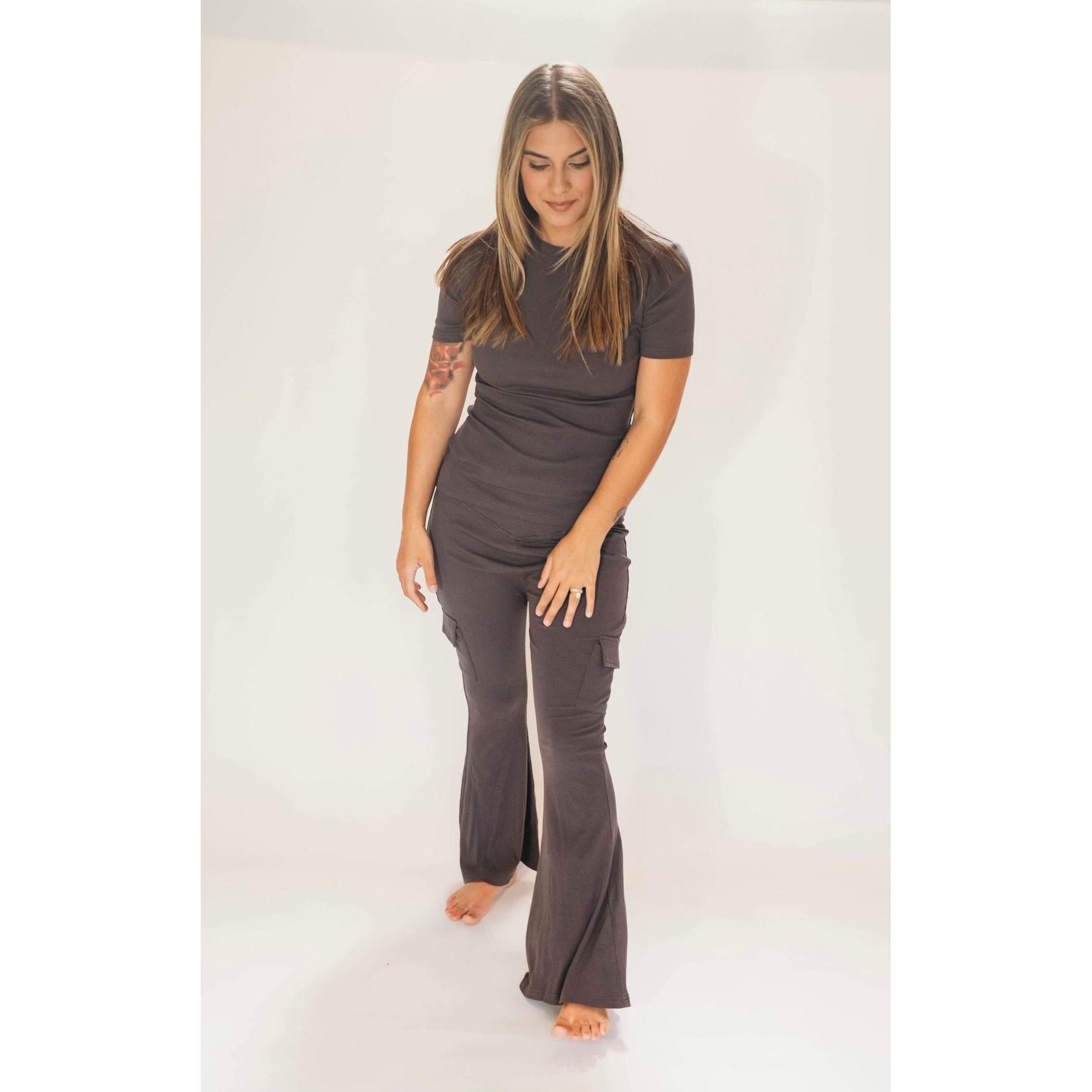 Ribbed Essential Set in - Truffle