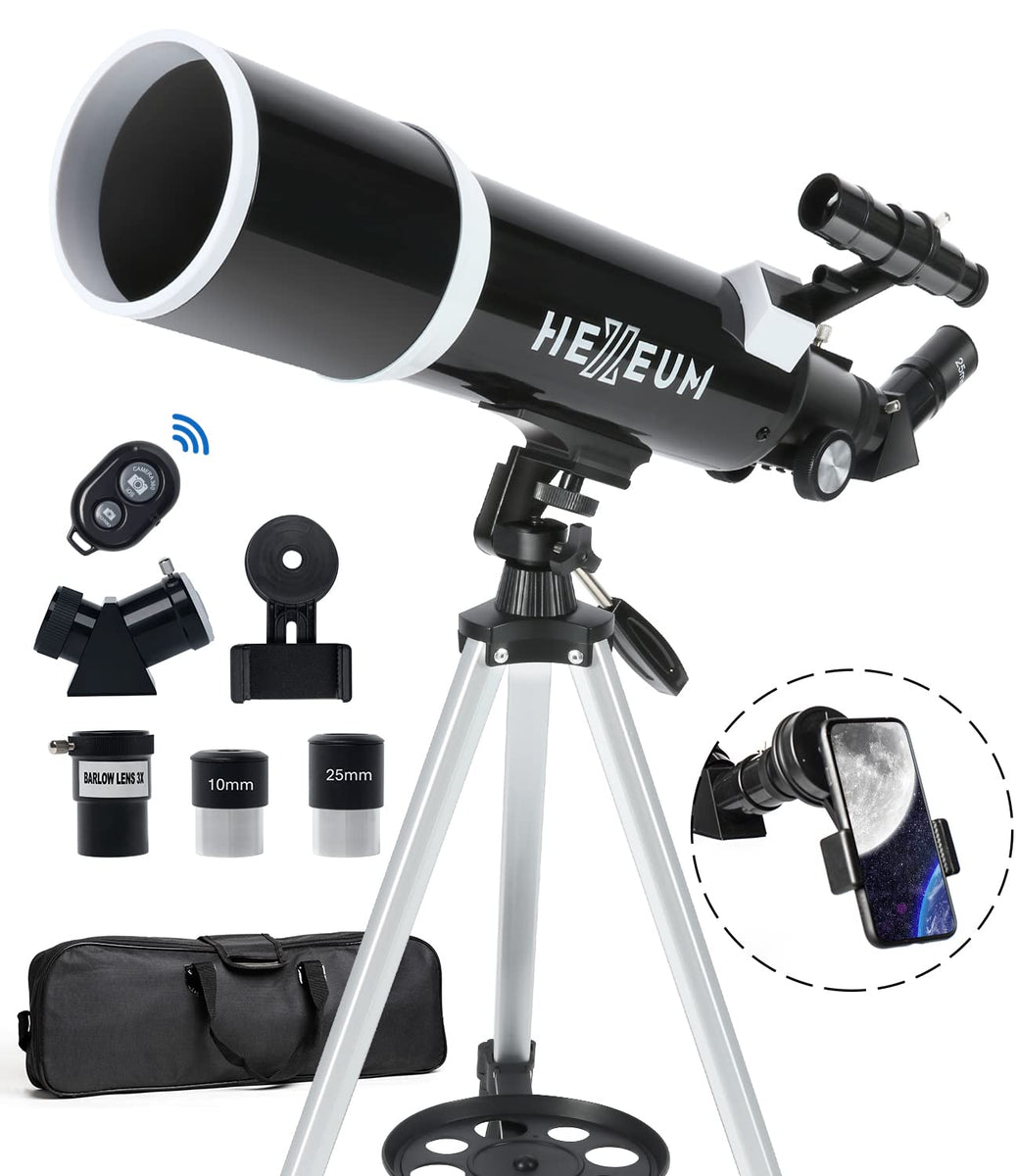 Telescope for Adults & Beginner Astronomers, 80mm Aperture 600mm, Carrying Bag, Wireless Control, Black