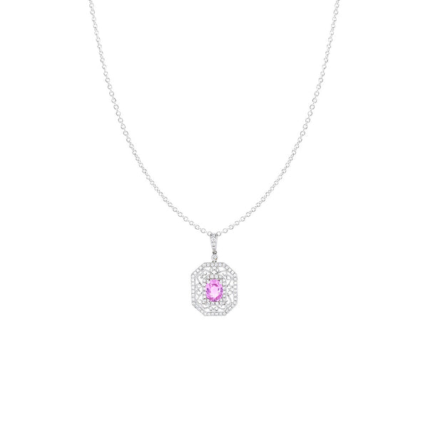 Estate Diamond & Pink Sapphire Necklace