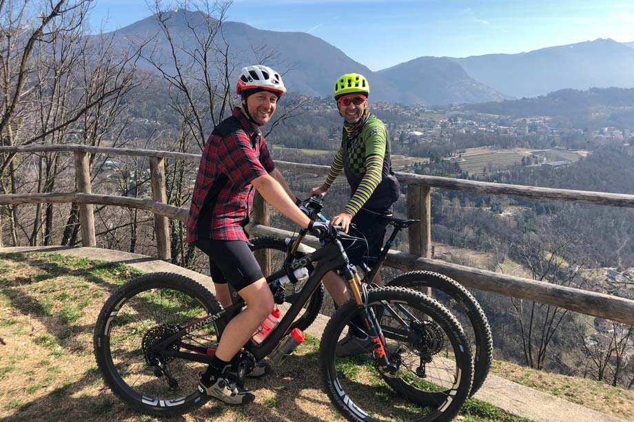 On his MTB with his friend Andrea Chiesa from Yep Components