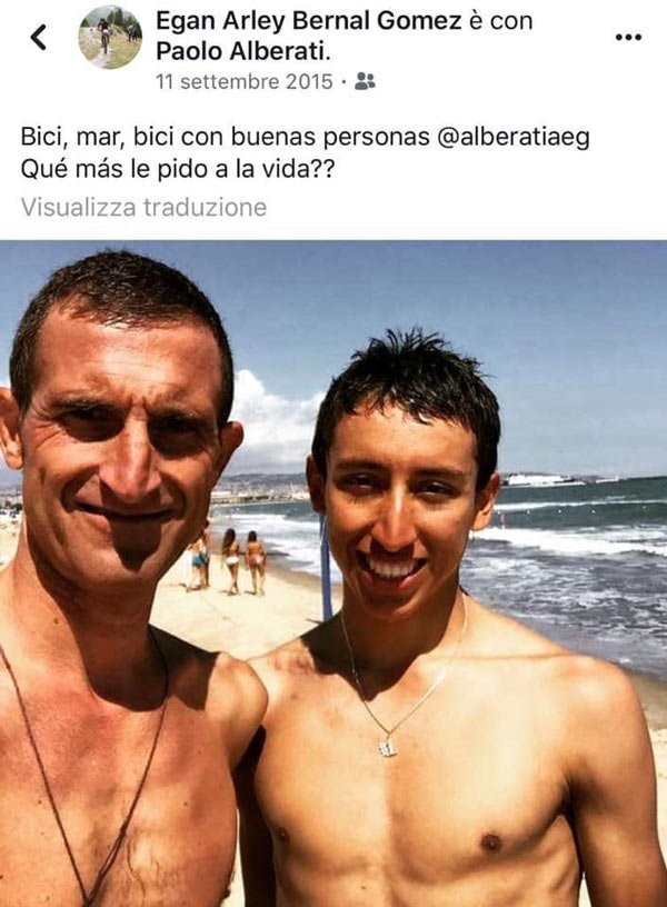 Alberati with Egan Bernal.