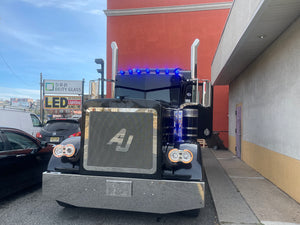 Peterbilt 300 Series Aggressive V Visor Plain - A&A Stainless Steel