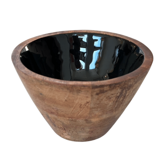 Indy's Dark Mango Wood & Enamel Small Bowl