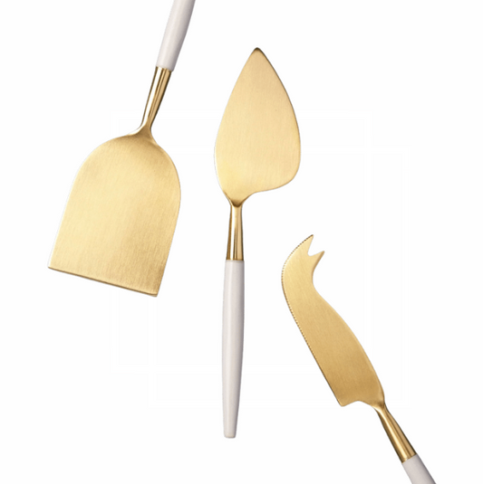 White & Gold Cake Lift & Knife Set – Indy Home