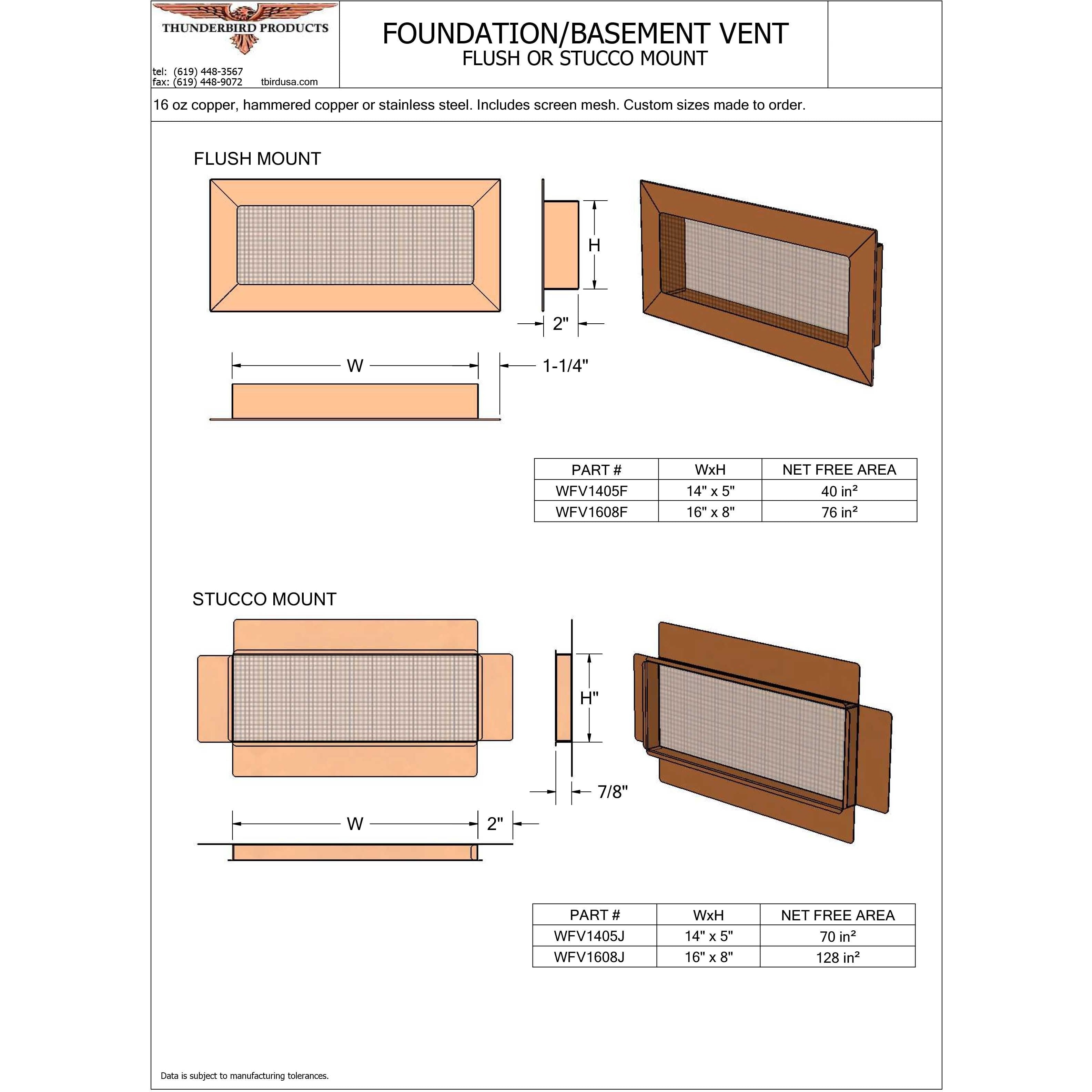 Metal Foundation Vent Thunderbird Products