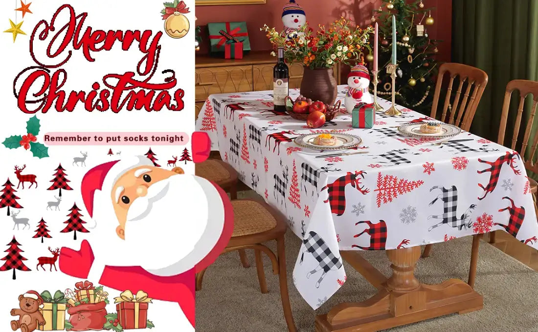 SASTYBALE Christmas Table Covers for Rectangle Tables Detail-1