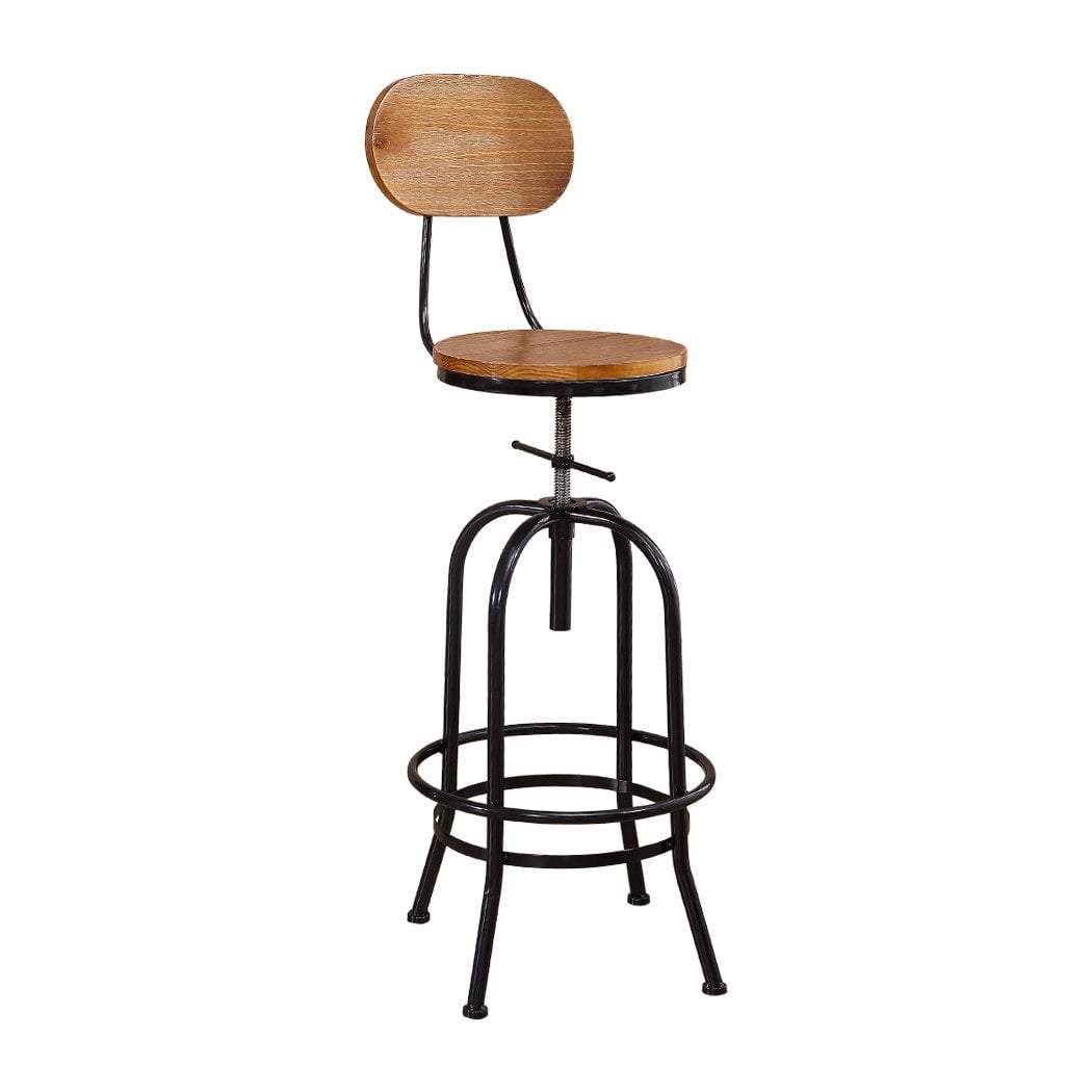 Levede Industrial Bar Stools Kitchen Stool Wooden Barstools Swivel Vin