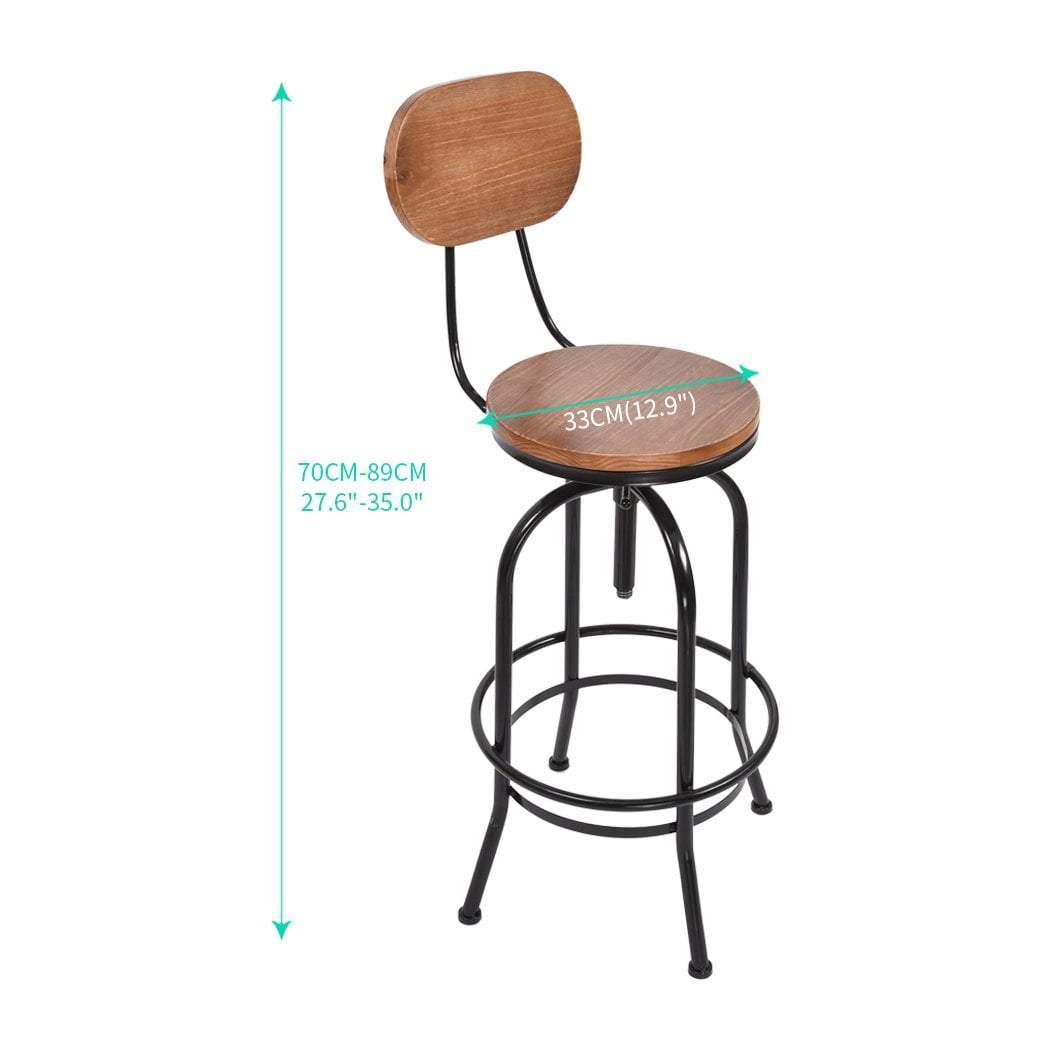 Levede Industrial Bar Stools Kitchen Stool Wooden Barstools Swivel Vin