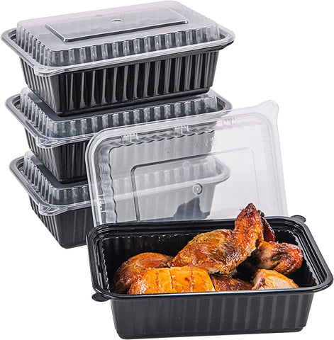 Squatz 50 Microwavable Food Container Clear Plastic - 16oz Translucent Meal Box Storage with Lids