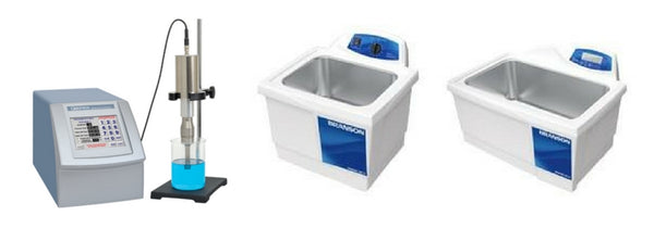 A Q700 sonicator and two Bransonic baths.