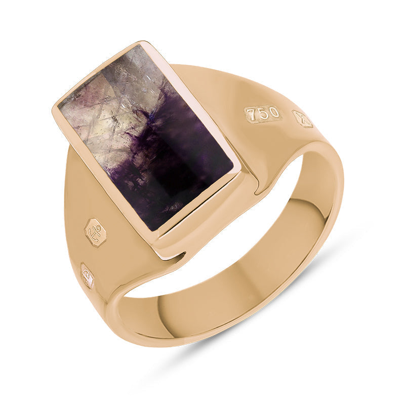 18ct Rose Gold Blue John King’s Coronation Hallmark Small Oblong Ring