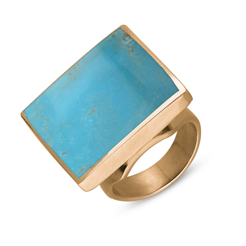 18ct Rose Gold Turquoise King’s Coronation Hallmark Medium Square Ring