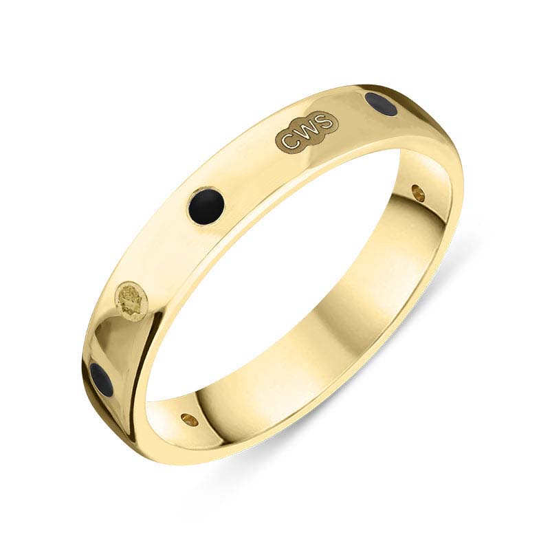 18ct Yellow Gold Whitby Jet King’s Coronation Hallmark 4mm Ring