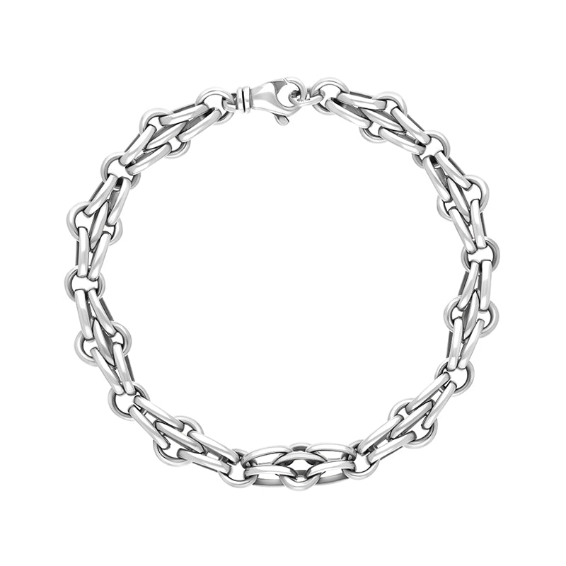 9ct White Gold Multi Link Cable Chain Bracelet
