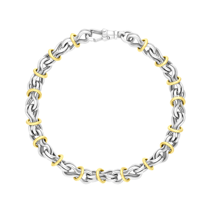9ct Yellow Gold Sterling Silver Multi Link Handmade Bracelet
