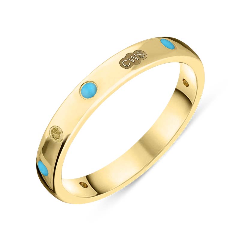 9ct Yellow Gold Turquoise King’s Coronation Hallmark 3mm Ring
