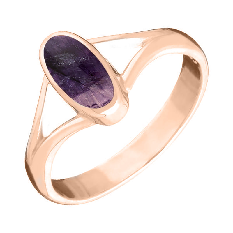 9ct Rose Gold Blue John Heritage Oval Split Shoulder Ring