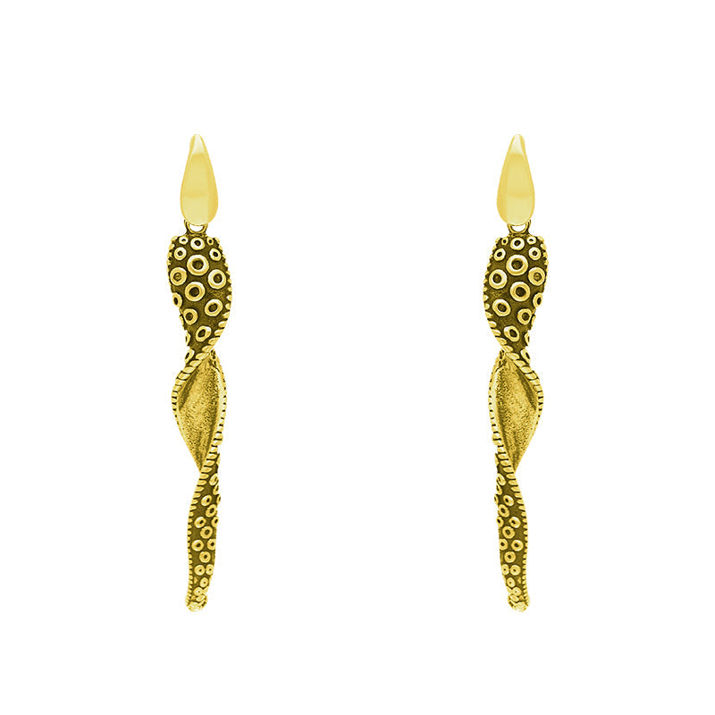 9ct Yellow Gold Tentacle Twist Drop Earrings