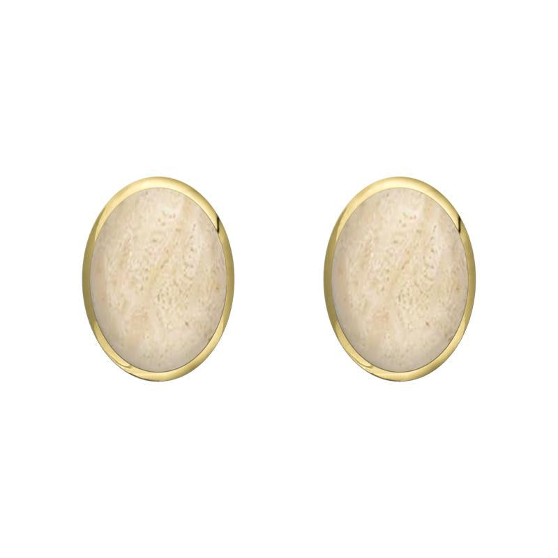 9ct Yellow Gold Coquina 7 x 5mm Classic Small Oval Stud Earrings