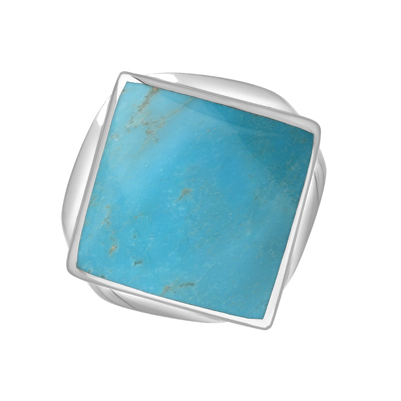 9ct White Gold Turquoise King’s Coronation Hallmark Small Rhombus Ring