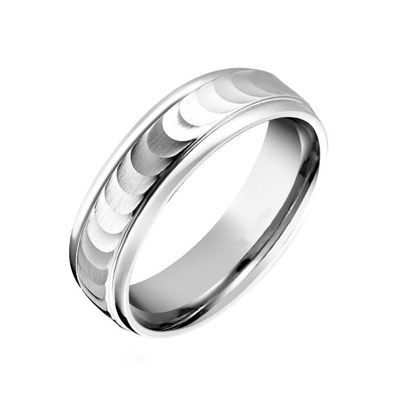 Platinum 6mm Textured Flat Top Wedding Ring