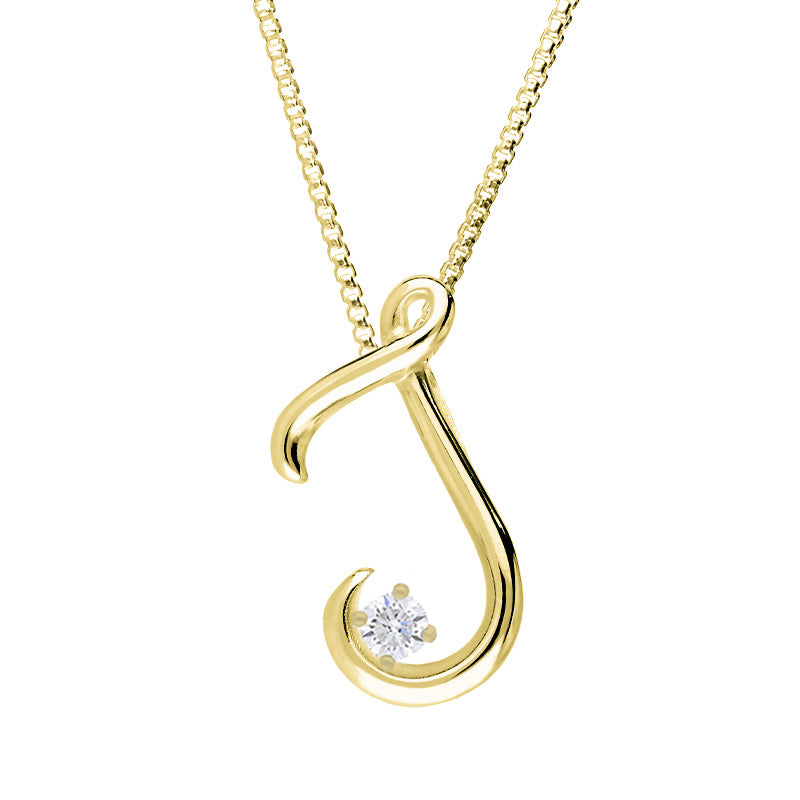 Love Letters 18ct Yellow Gold 0.10ct Diamond Initial J Necklace