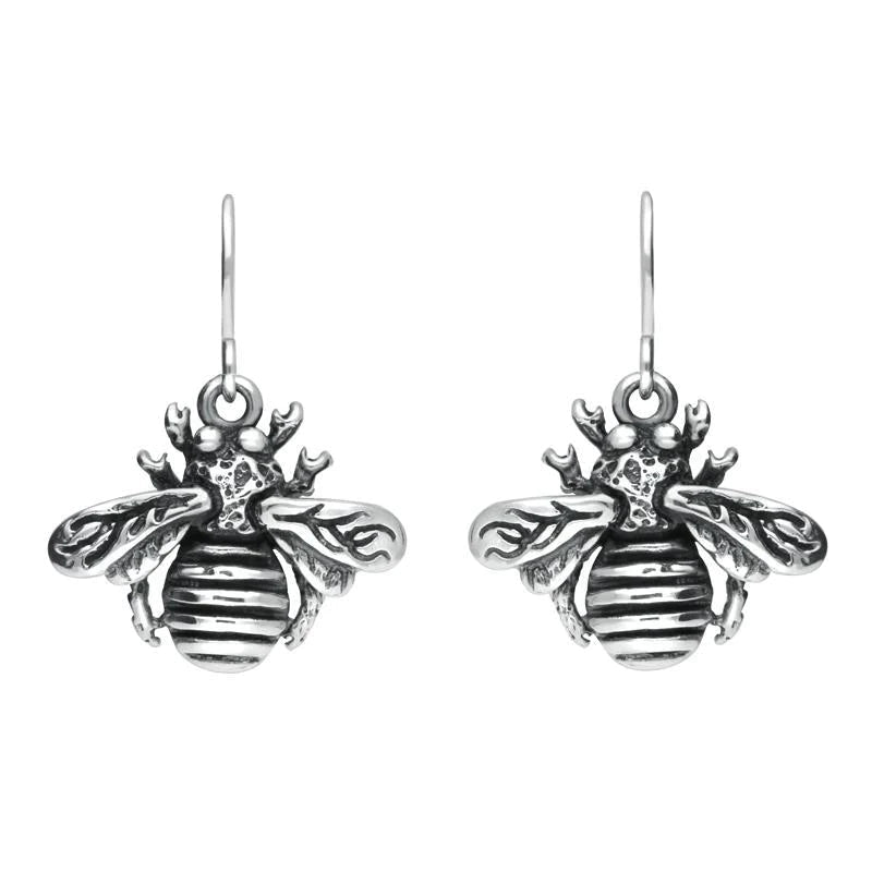 Sterling Silver Bee Hook Drop Earrings