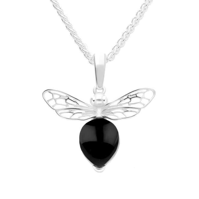 Sterling Silver Small Whitby Jet Bee Necklace